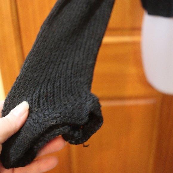 Robin Richman Black Open Knit Key Hole Flare Sleeve Top Hand Knit USA - Picture 5 of 8